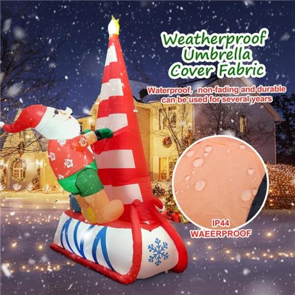 Christmas Decor 7FT Inflatable Santa Claus with LED Lights Sailing Surfing Santa - Picture 3 of 6
